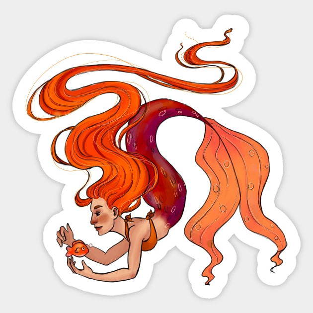 Orange Mermaid Sticker by Lynn S